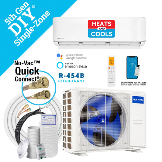 MRCOOL DIY® 5th Gen E Star 18,000 BTU Single Zone Mini Split Complete System with 25 Ft. Line Set, 230V (DIY-18-HP-WM-230D25-O)