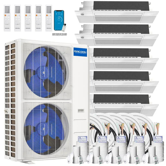 MRCOOL DIY 5th Gen Multi-Zone 5-Zone 48,000 BTU 22 SEER2 (9K + 9K + 9K + 12K + 12K) Ductless Mini Split Heat Pump & Air Conditioner with Ceiling Cassette Units