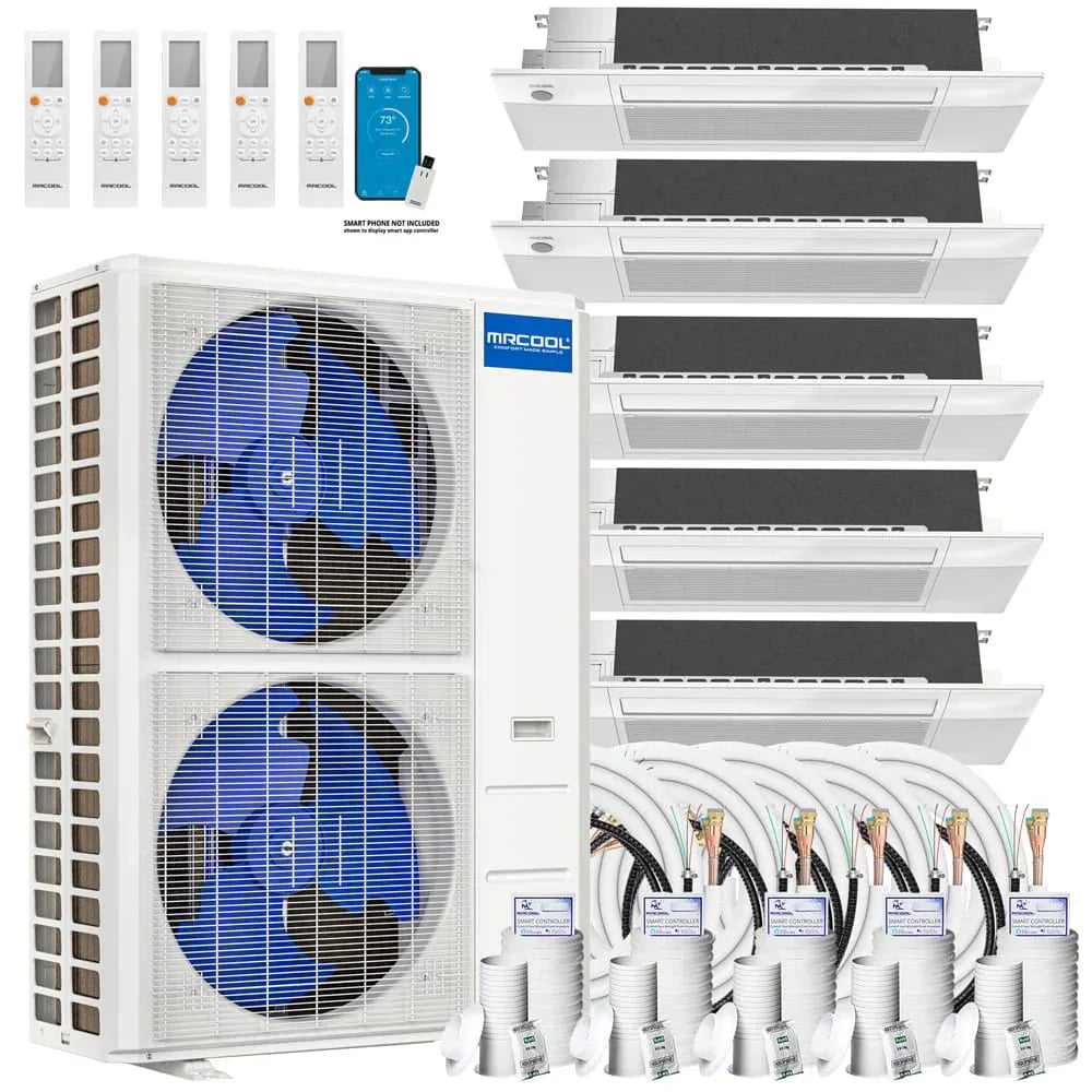 MRCOOL DIY 5th Gen Multi-Zone 5-Zone 48,000 BTU 22 SEER2 (6K + 6K + 9K + 12K + 18K) Ductless Mini Split Heat Pump & Air Conditioner with Ceiling Cassette Units
