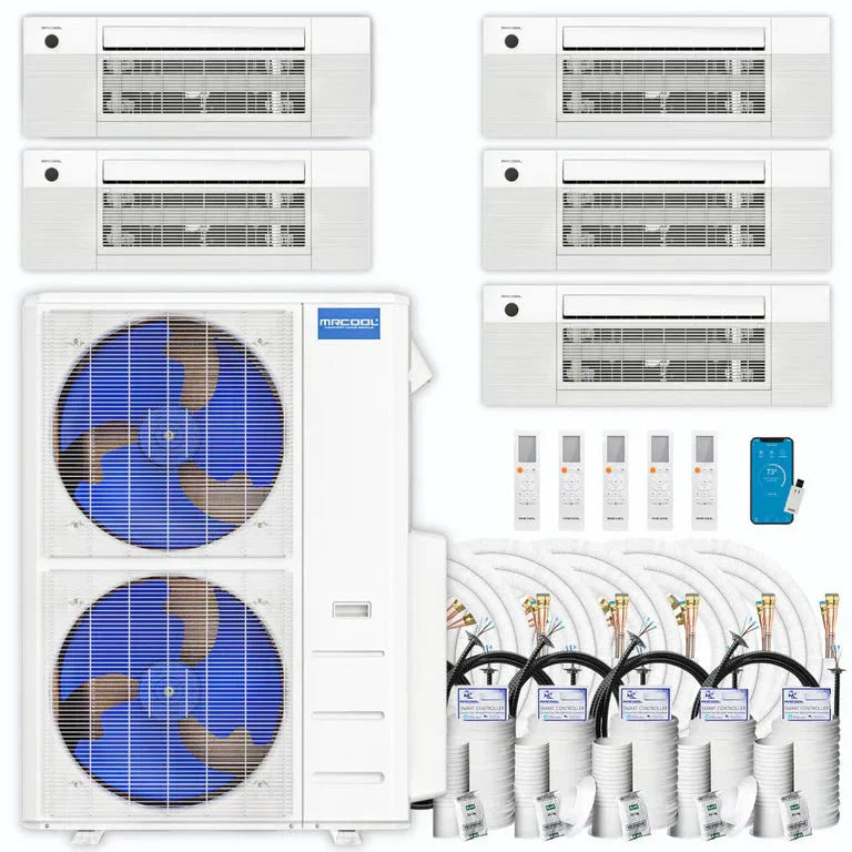 MRCOOL DIY 5th Gen Multi-Zone 5-Zone 48,000 BTU 22 SEER2 (9K + 12K + 12K + 12K + 18K) Ductless Mini Split Heat Pump & Air Conditioner with Ceiling Cassette Units