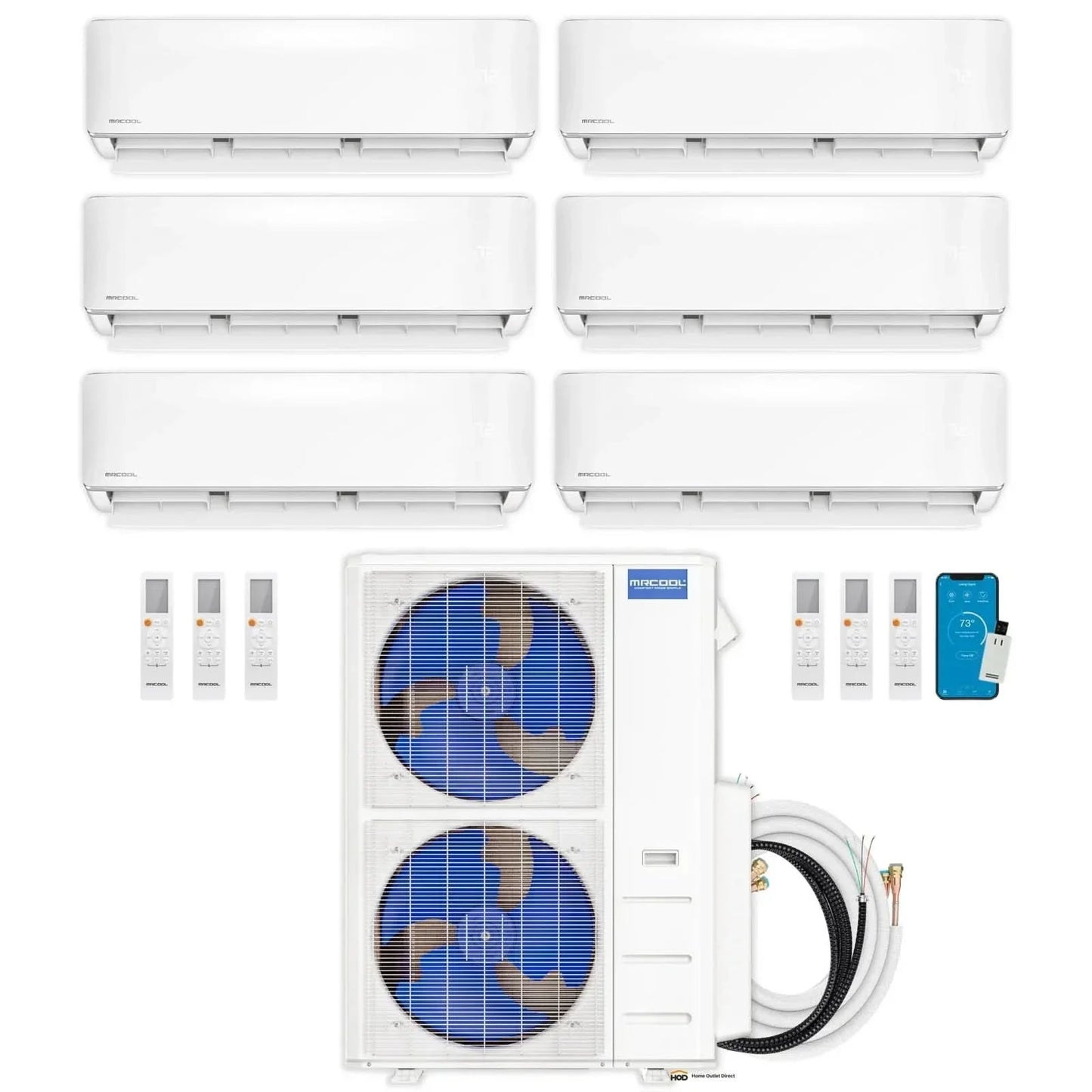MRCOOL DIY 5th Gen Multi-Zone 6-Zone 55,000 BTU 22 SEER2 (6K + 6K + 6K + 6K + 9K + 9K) Ductless Mini Split Heat Pump & Air Conditioner