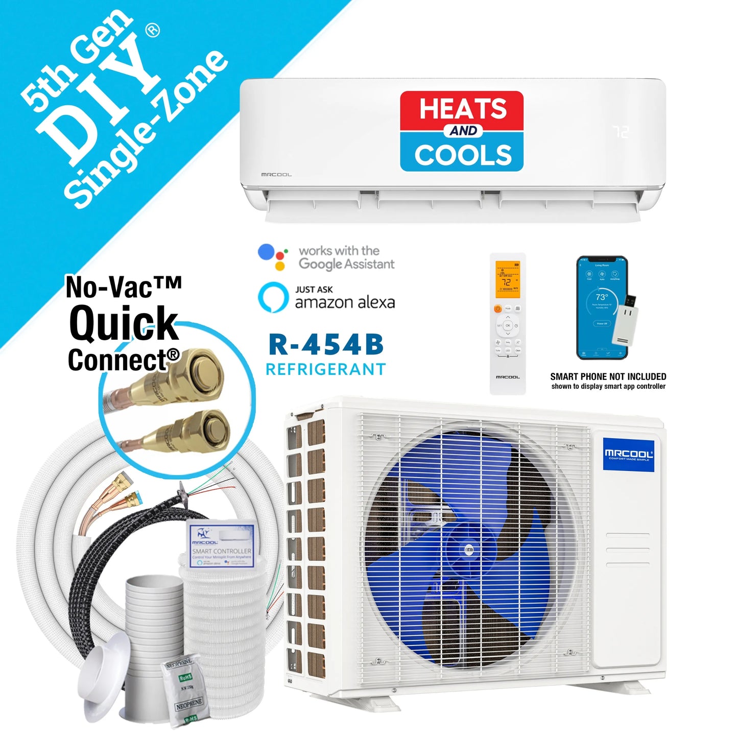 MRCOOL DIY® 5th Gen E Star 18,000 BTU Single Zone Mini Split Complete System with 25 Ft. Line Set, 230V (DIY-18-HP-WM-230D25-O)