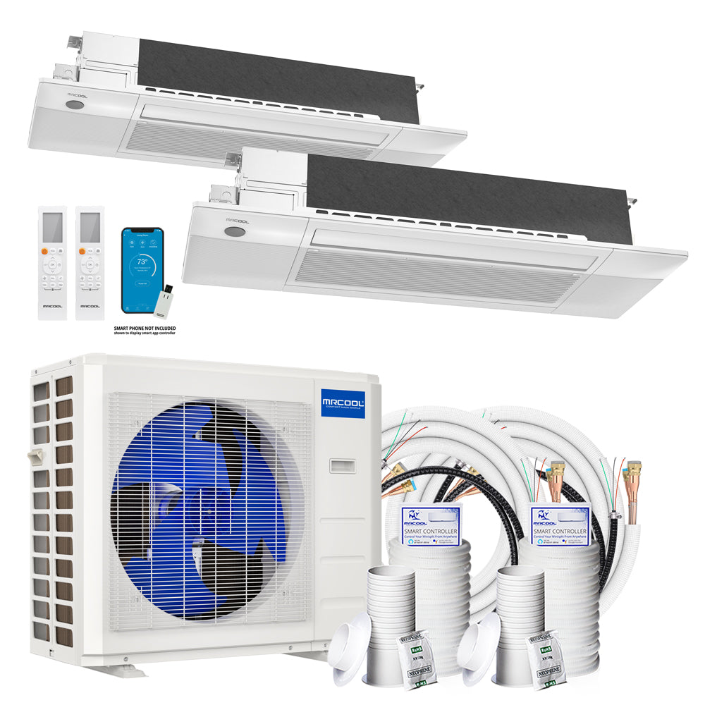 MRCOOL DIY 5th Gen Multi-Zone 2-Zone 36,000 BTU 23 SEER2 (9K + 12K) Ductless Mini Split Heat Pump & Air Conditioner with Ceiling Cassette Units