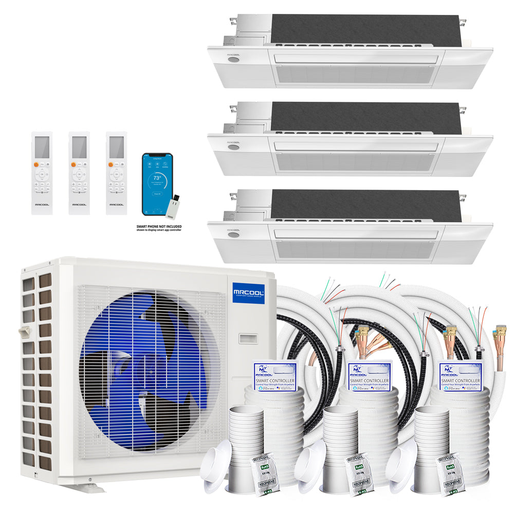 MRCOOL DIY 5th Gen Multi-Zone 3-Zone 18,000 BTU 24 SEER2 (6K + 6K + 6K) Ductless Mini Split Heat Pump & Air Conditioner with Ceiling Cassette Units
