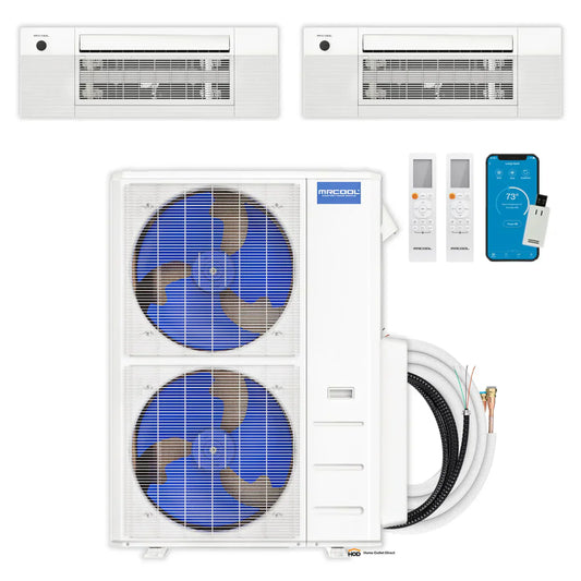 MRCOOL DIY 5th Gen Multi-Zone 2-Zone 55,000 BTU 22 SEER2 (6K + 18K) Ductless Mini Split Heat Pump & Air Conditioner with Ceiling Cassette Units