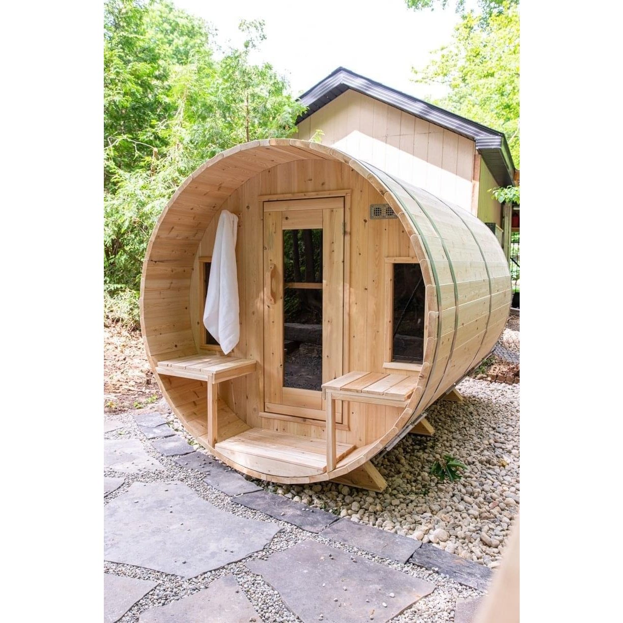 Dundalk Leisurecraft Tranquility 2–6 Person Capacity Barrel-Style Sauna
